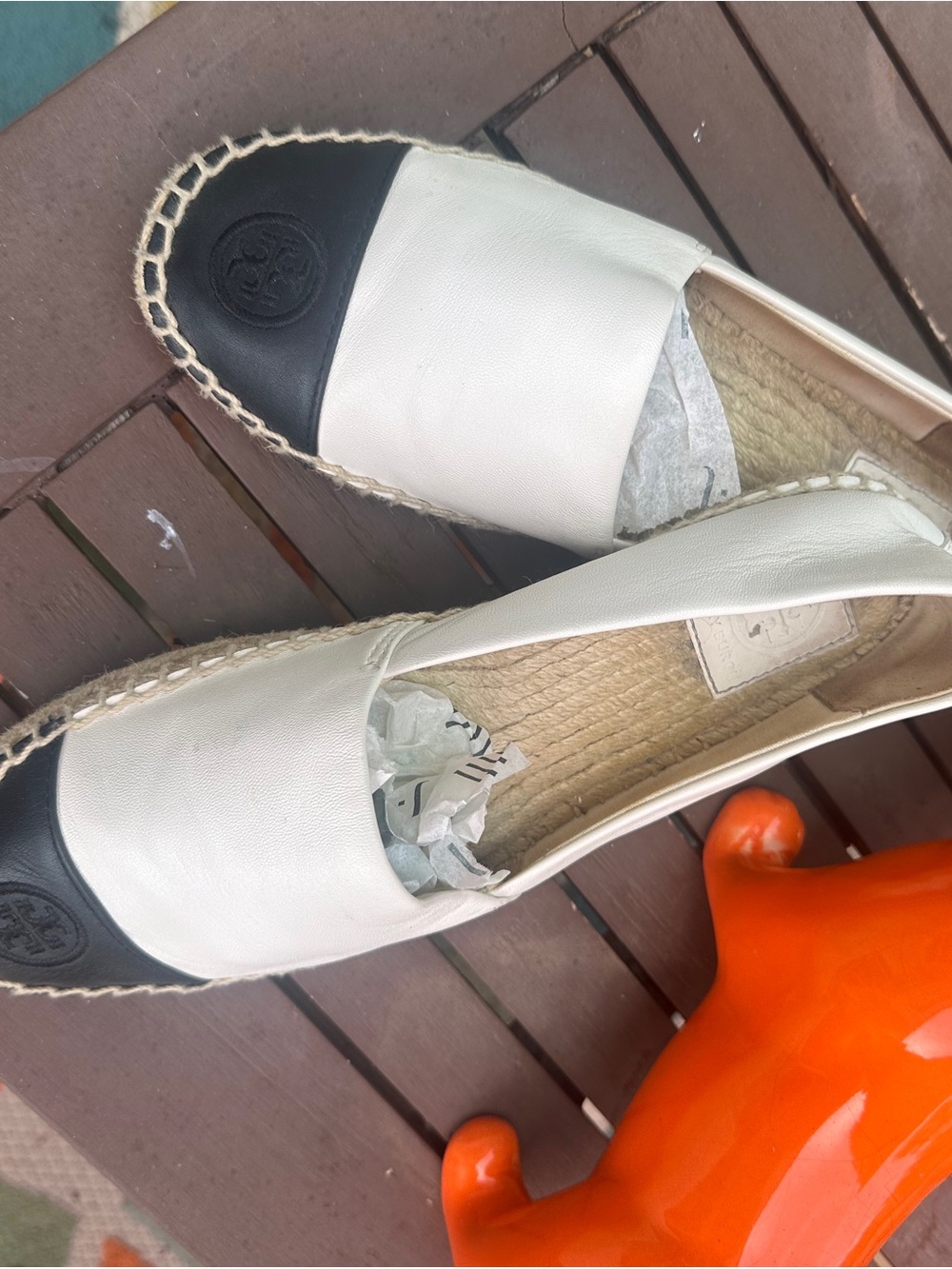 White and Navy Espadrille Flats - Classic Women Shoes